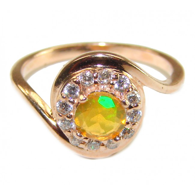 Genuine 3.5 carat Ethiopian Opal 14K Gold over .925 Sterling Silver handmade Ring size 6 3/4