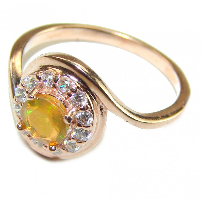 Genuine 3.5 carat Ethiopian Opal 14K Gold over .925 Sterling Silver handmade Ring size 6 3/4