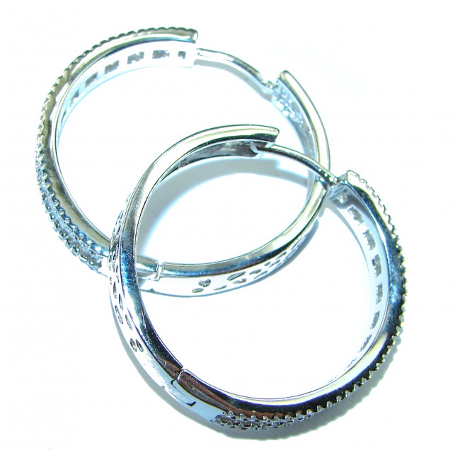 Amazing authentic White Topaz .925 Sterling Silver Huggie Hoop Earrings