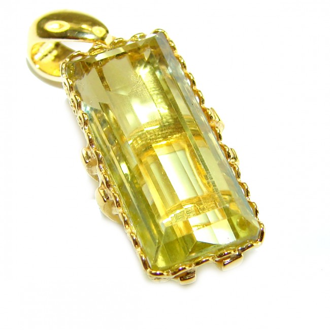 Authentic Golden Lemon Quartz 18K Gold over .925 Sterling Silver handmade Pendant