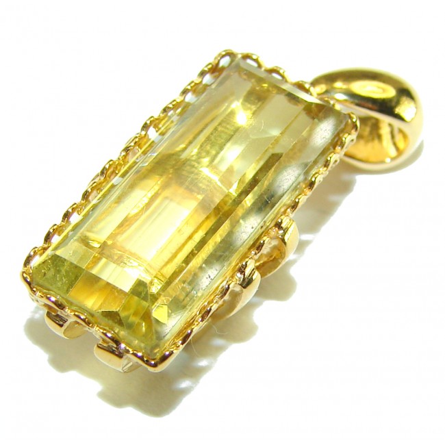 Authentic Golden Lemon Quartz 18K Gold over .925 Sterling Silver handmade Pendant