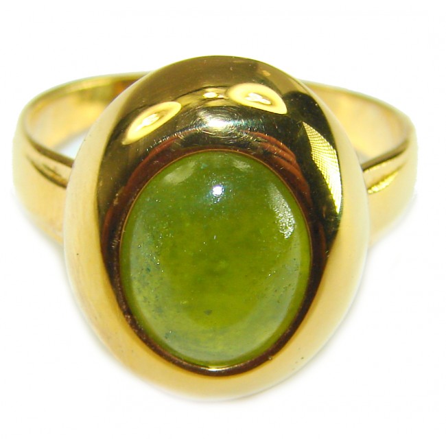 Authentic 11.2ct Green Tourmaline 14K gold over .925 Sterling Silver brilliantly handcrafted ring s. 9