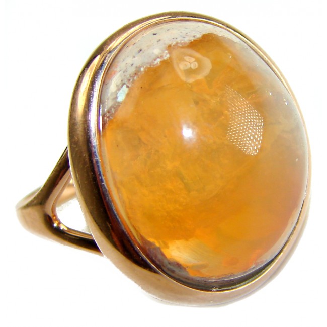 Bonfire Night best quality Mexican Opal 14K Gold over .925 Sterling Silver handmade ring 8