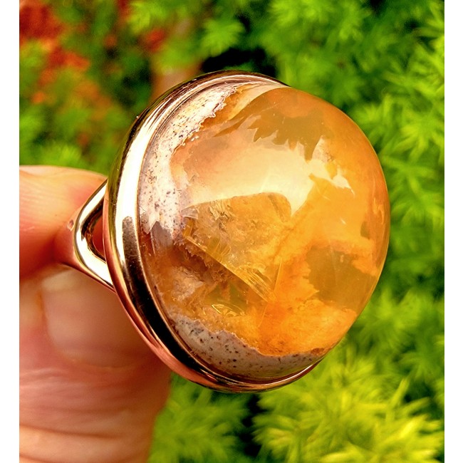 Bonfire Night best quality Mexican Opal 14K Gold over .925 Sterling Silver handmade ring 8