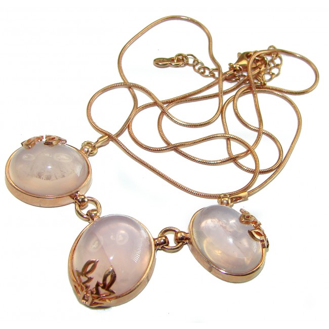 Graceful Rose Quartz 14K Rose Gold over .925 Sterling Silver handcrafted necklace