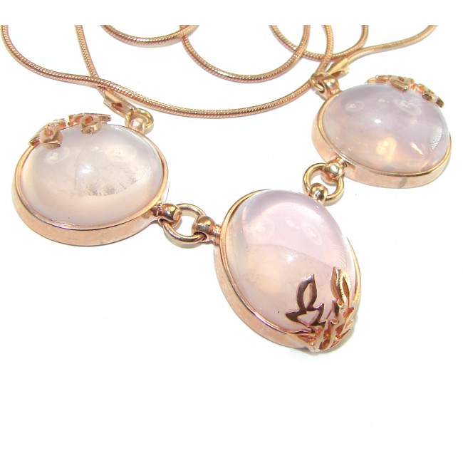 Graceful Rose Quartz 14K Rose Gold over .925 Sterling Silver handcrafted necklace