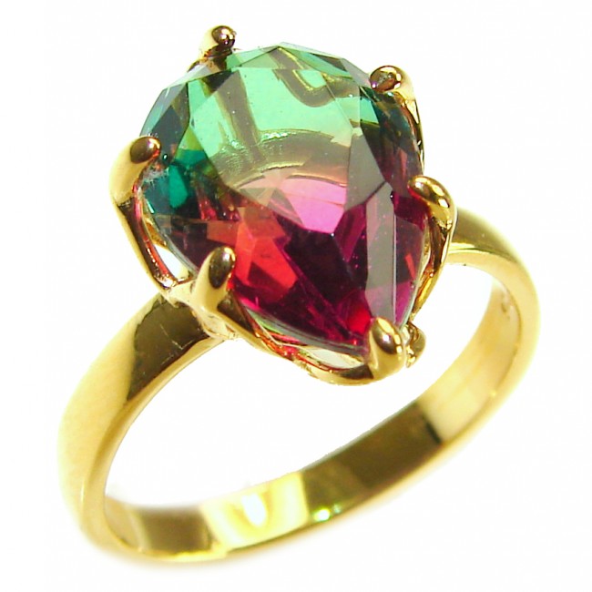 Brazilian Tourmaline 18K Gold over .925 Sterling Silver Perfectly handcrafted Ring s. 7 3/4