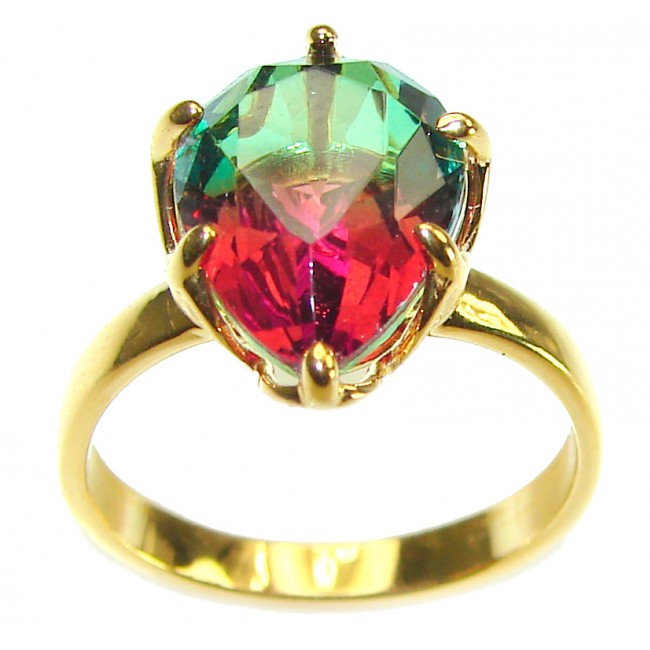 Brazilian Tourmaline 18K Gold over .925 Sterling Silver Perfectly handcrafted Ring s. 7 3/4