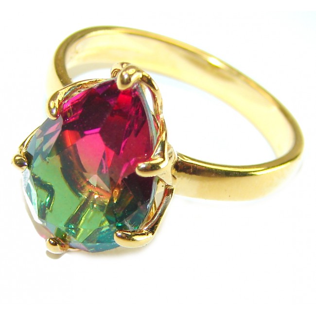 Brazilian Tourmaline 18K Gold over .925 Sterling Silver Perfectly handcrafted Ring s. 7 3/4