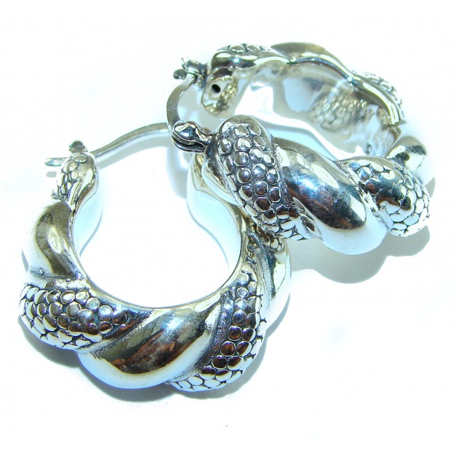 Fancy Hoop .925 Sterling Silver Italy made Earrings