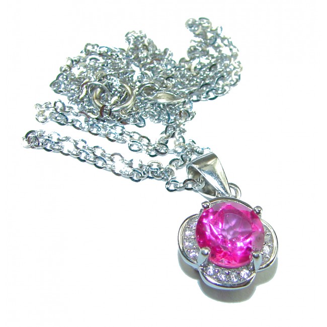 Spectacular Pink Sapphire .925 Sterling Silver handmade Necklace