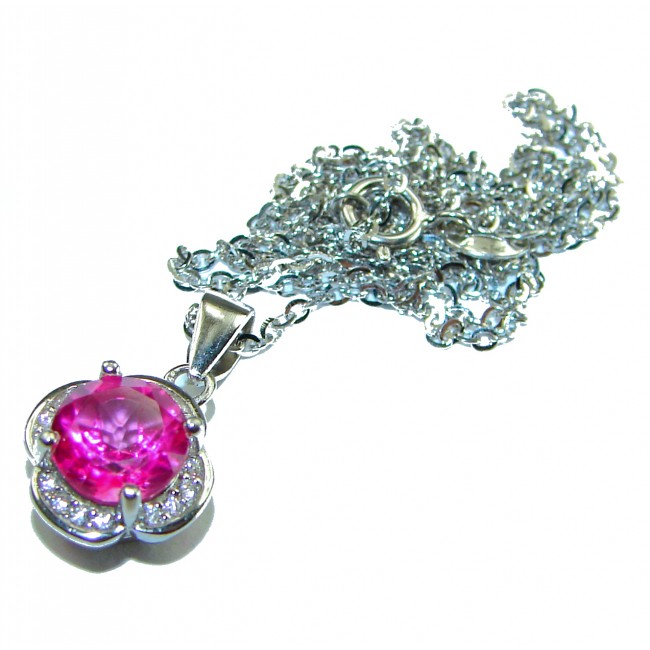 Spectacular Pink Sapphire .925 Sterling Silver handmade Necklace