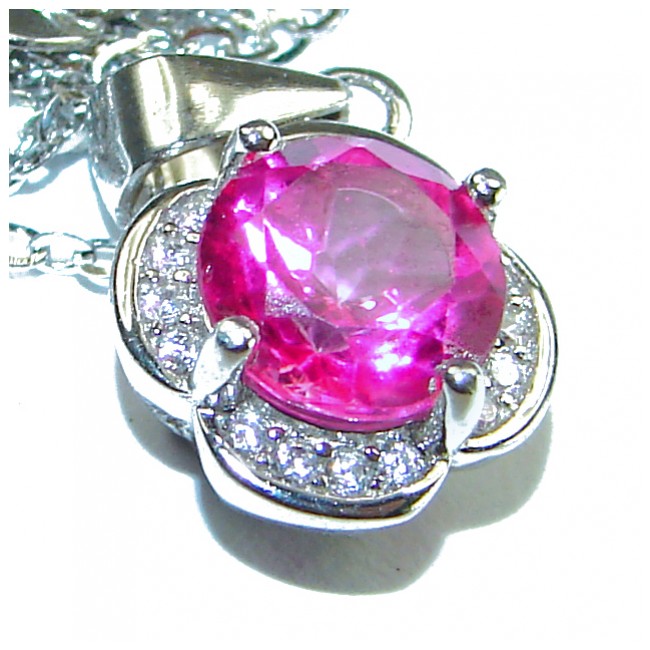 Spectacular Pink Sapphire .925 Sterling Silver handmade Necklace