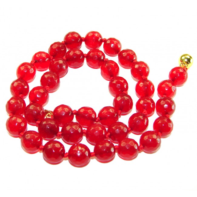 Rare Unusual Natural Carnelian Beads 10K Gold over .925 Silver Necklace