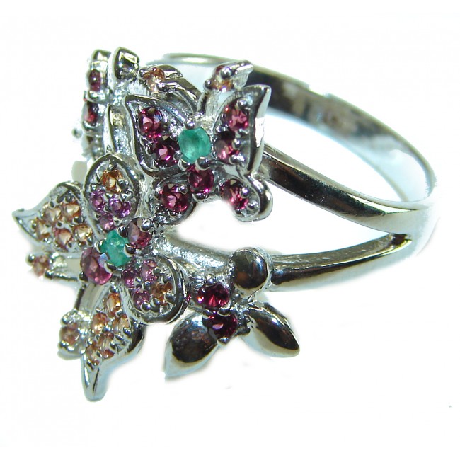 Enchanted Meadow Garnet .925 Sterling Silver handcrafted Ring size 9