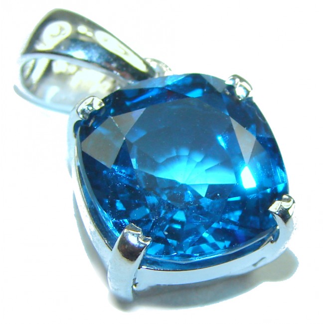 Raindrop 9.5 carat London Blue Topaz .925 Sterling Silver handmade Pendant