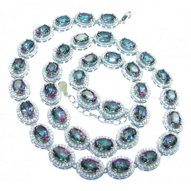 Luxurious Mystic Topaz .925 Sterling Silver handmade Necklace