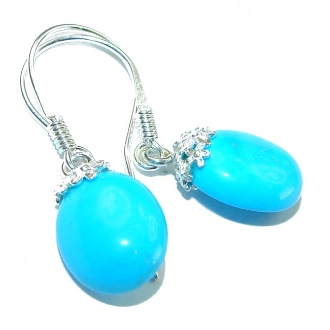 Solid Blue Turquoise .925 Sterling Silver earrings