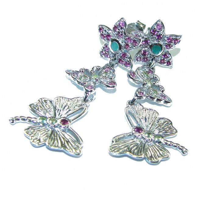 Posh Butterflies Authentic Sapphire .925 Sterling Silver handmade earrings