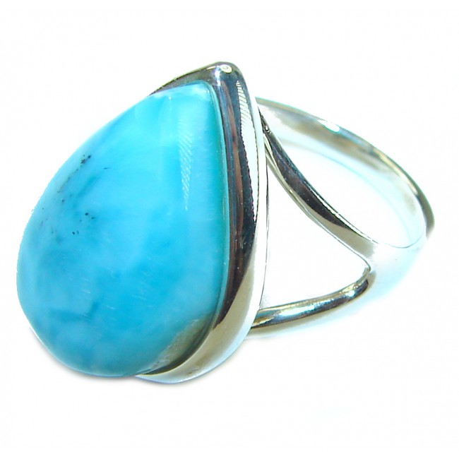 Precious Blue Larimar .925 Sterling Silver handmade ring size 8