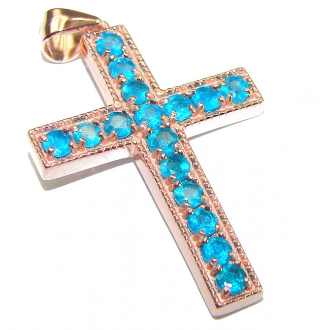 Marvelous Swiss Blue Topaz 14K Gold over .925 Sterling Silver Pendant / Cross