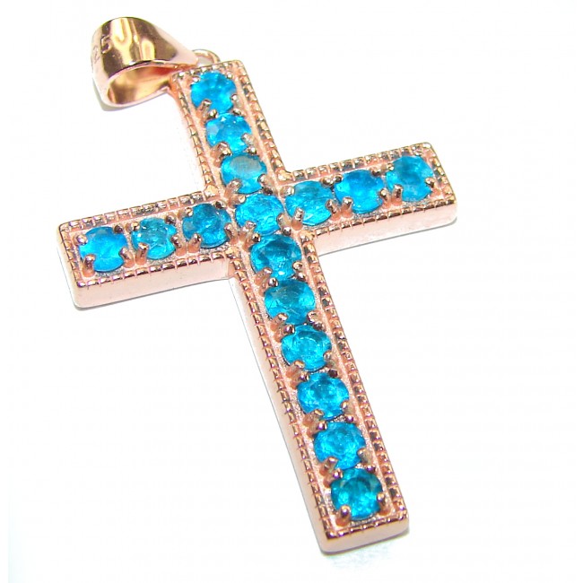 Marvelous Swiss Blue Topaz 14K Gold over .925 Sterling Silver Pendant / Cross