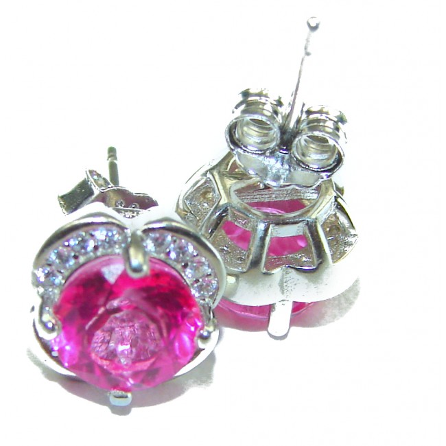 Precious Pink Sapphire .925 Sterling Silver entirely handmade earrings