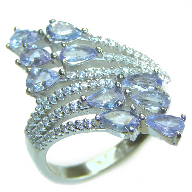 Blue Garden Authentic African Tanzanite .925 Sterling Silver handmade Ring size 8