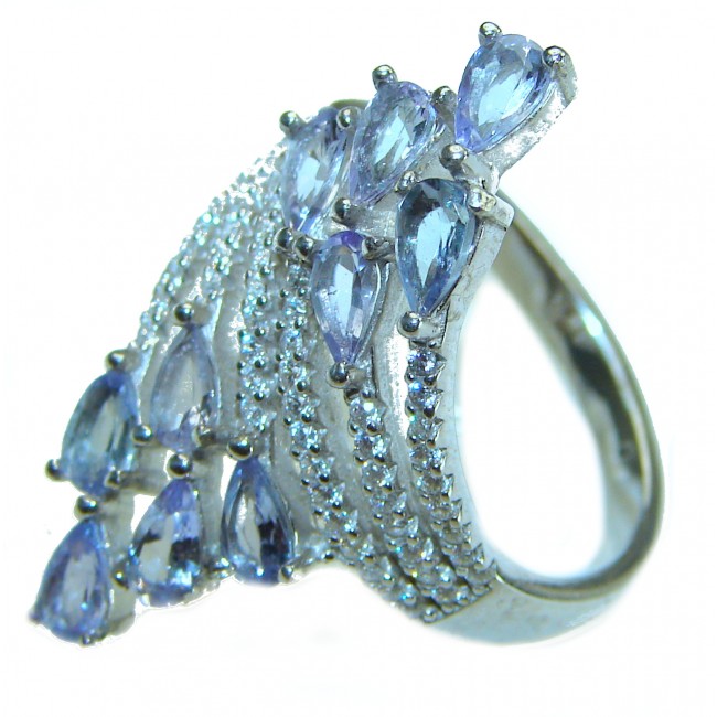 Blue Garden Authentic African Tanzanite .925 Sterling Silver handmade Ring size 8