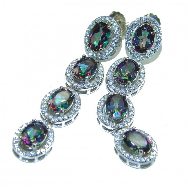 Luxurious Mystic Topaz .925 Sterling Silver handcrafted earrings