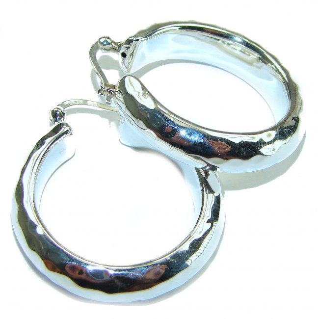 Hammered .925 Sterling Silver Hoop Earrings