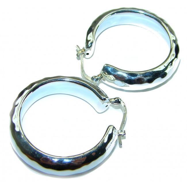 Hammered .925 Sterling Silver Hoop Earrings