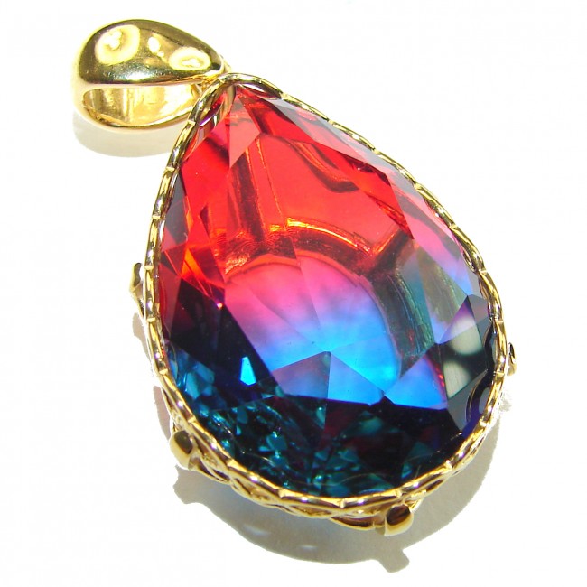 21.5 carat Tourmaline 18K Gold over .925 Sterling Silver handmade Pendant