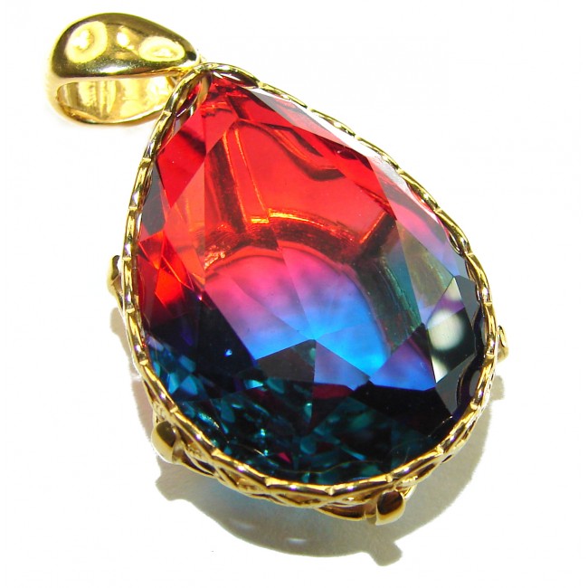 21.5 carat Tourmaline 18K Gold over .925 Sterling Silver handmade Pendant