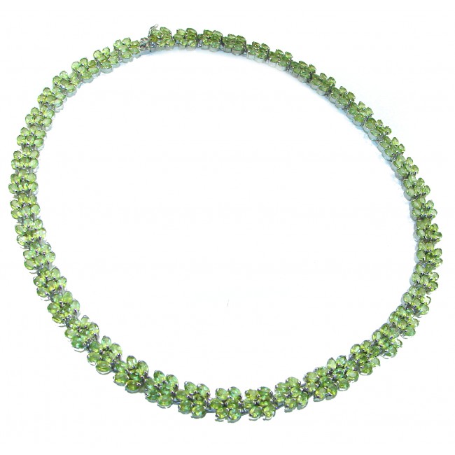 Beatrice Authentic Peridot .925 Sterling Silver handcrafted large Statement necklace