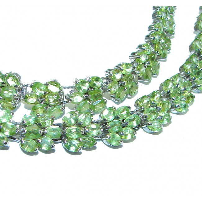 Beatrice Authentic Peridot .925 Sterling Silver handcrafted large Statement necklace