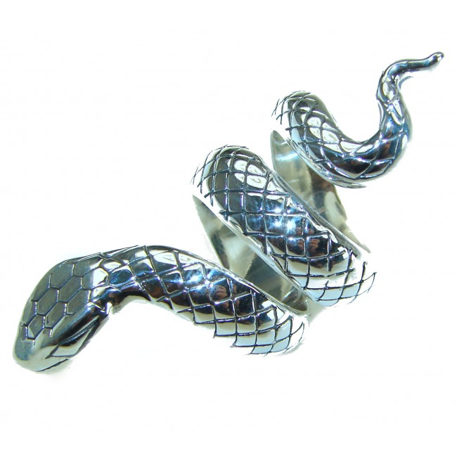 Large Boa Snake .925 Sterling Silver handcrafted Statement Ring size 6