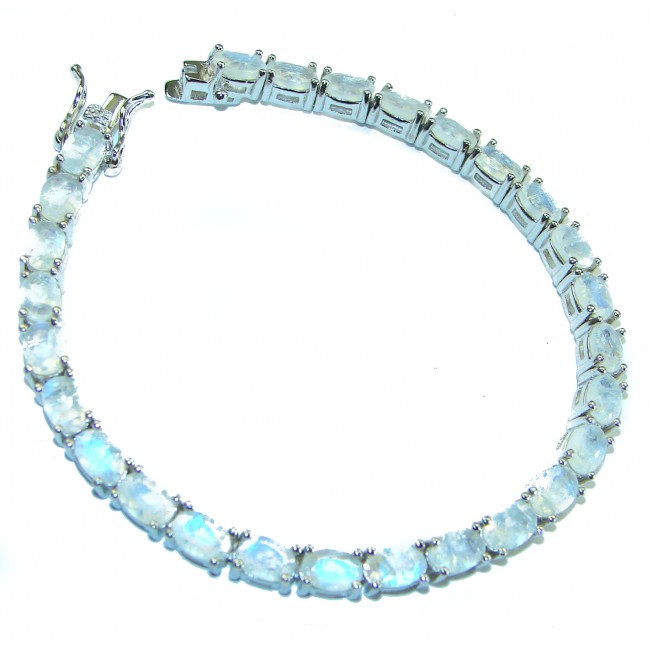 Genuine Rainbow Moonstone .925 Sterling Silver handmade Bracelet