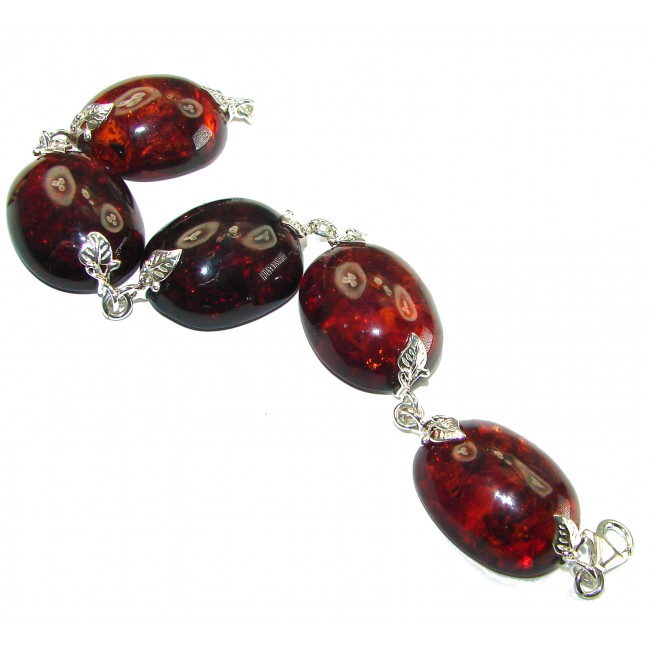 Cognac Color Beautiful Amber .925 Sterling Silver handcrafted Bracelet