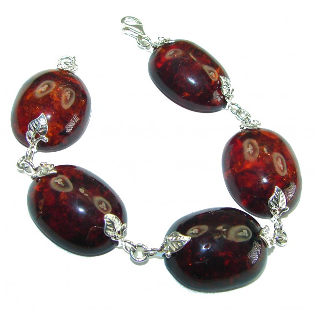 Cognac Color Beautiful Amber .925 Sterling Silver handcrafted Bracelet