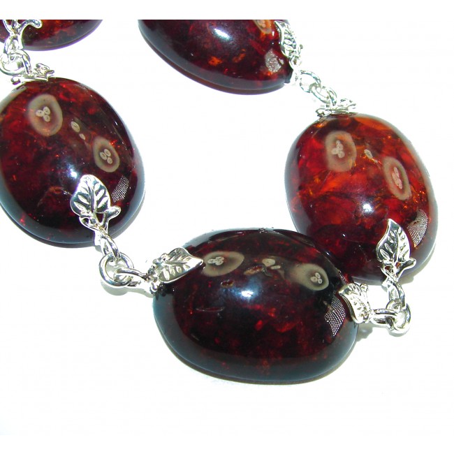 Cognac Color Beautiful Amber .925 Sterling Silver handcrafted Bracelet