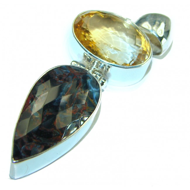 Genuine Silky Golden Pietersite .925 Sterling Silver handmade pendant