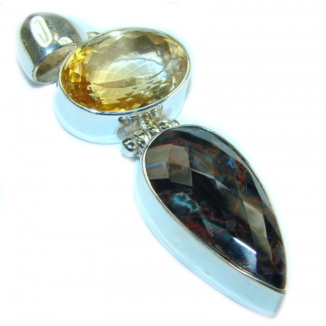 Genuine Silky Golden Pietersite .925 Sterling Silver handmade pendant