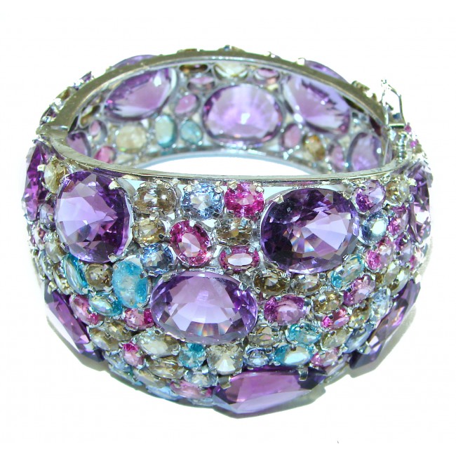 Truly Spectacular Amethyst .925 Sterling Silver handmade bangle Bracelet