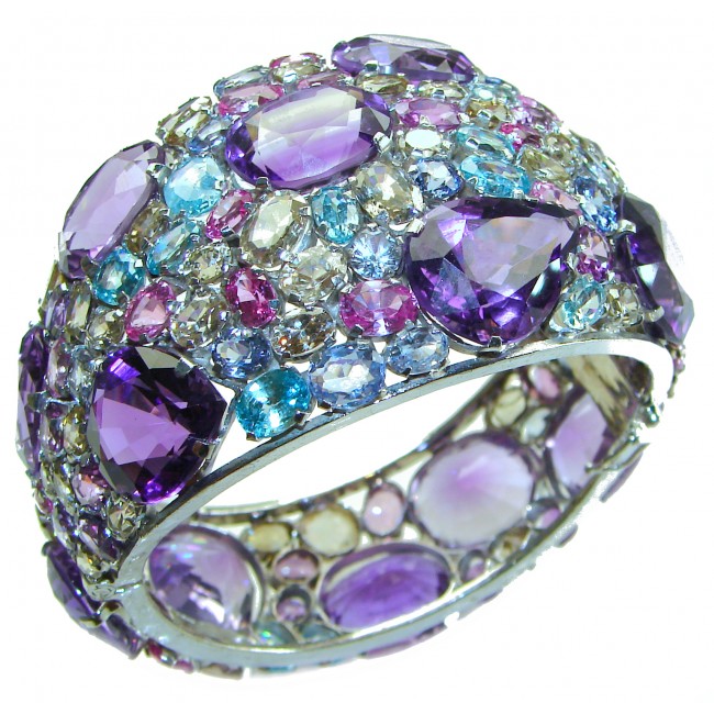 Truly Spectacular Amethyst .925 Sterling Silver handmade bangle Bracelet