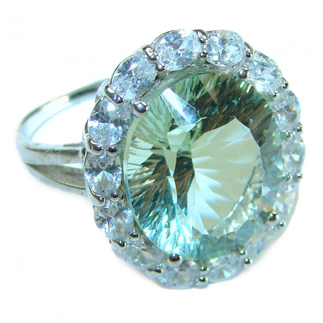 Natural 25carat Green Amethyst .925 Sterling Silver ring size 10