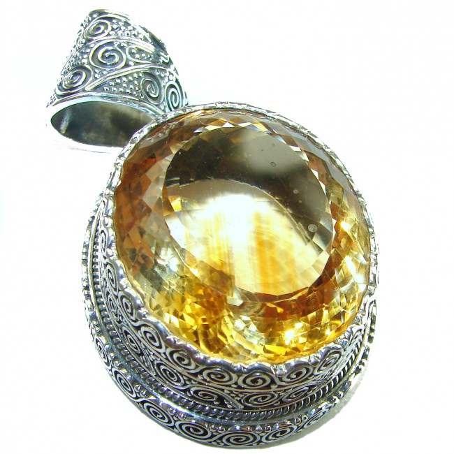 65.6 carat Oval cut flawless Lemon Quartz .925 Sterling Silver handcrafted pendant