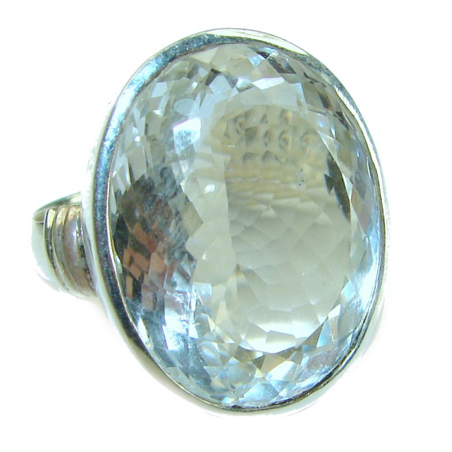 45.5 carat White Topaz .925 Sterling Silver handcrafted Large ring size 7 3/4