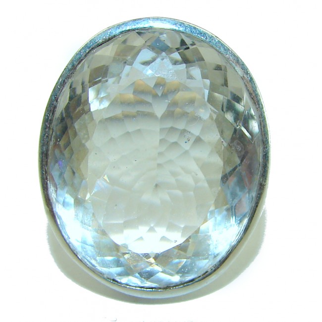 45.5 carat White Topaz .925 Sterling Silver handcrafted Large ring size 7 3/4