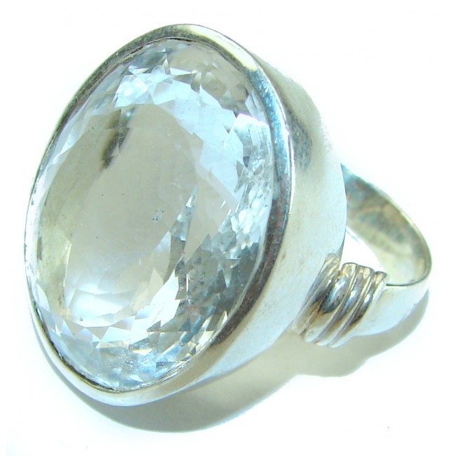 45.5 carat White Topaz .925 Sterling Silver handcrafted Large ring size 7 3/4